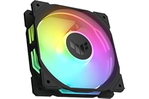 ‎ASUS ASUS TUF Gaming TR120 ARGB Standard Blade Black Gehäuselüfter Single Pack (120mm PWM PC Lüfter, 2000 rpm, 3,3 mm H2O, 77,4 CFM Luftstrom, 16 einzeln adressierbare RGB-LEDs, schwarz)