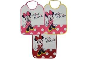 Ellepi SpA Set 3 bavaglini grandi in spugna per la scuola materna, Personaggi, 36 cm x 28,5 cm plasticati modelli assortiti per maschietto o femminuccia