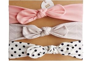 COUXILY Neonate Fasce morbide in cotone Fiocco annodato con fiocco Fascia elastica Solido e stampato Fiocco di colore Fiocco per capelli per i più piccoli Neonati Set regalo per bambini (C05)