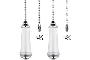 TXErfolg 2Pcs Light Pull Chain Extension with Ball Chain 85cm Length Bathroom Light Pull Cord Handle Chrome Light Switch Pull Chain for Shower/Ceiling/Toilet Light Fan Switch Blinds(White)