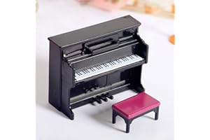 CENPEK Dollhouse Miniature Doll Piano with Chair 1:12 Dollhouse Miniature Furniture Black Piano with Chair Dollhouse Miniature Fairy Doll Home Scene