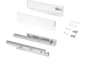 Emuca - Kit tiroir pour cuisine et bain, hauteur 93mm, profondité 400mm, 30 Kg, fermeture amortie, panneaux non incluses, Acier, Blanc