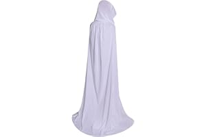 Txian Full Length Hooded Velvet Cloak Halloween Christmas Fancy Cape Costumes 59" (White)