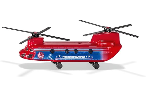 siku 1689, Hélicoptère de Transport, Rouge/bleu, Métal/plastique, Rotors retractables