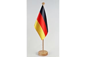 Buddel-Bini Deutschland Tischflagge 15x25 cm in Profiqualität, wahlweise mit oder ohne 42 cm Massivholz - Tischständer
