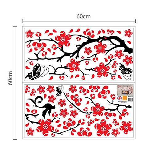 Walplus – COM Wandaufkleber Affe Baum Wandtattoo Sticker Papieraufkleber Kunst Dekoration Wohnzimmer Blüten Blumen Familie - 5