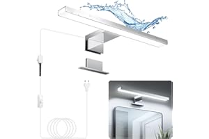 Hommie Lampe Miroir Pour Salle de Bain 30CM Avec Interrupteur 6000K Blanc 5W 500LM,IP44 Étanche Pour Maquillage Lavage, Lampe Murale Armoire