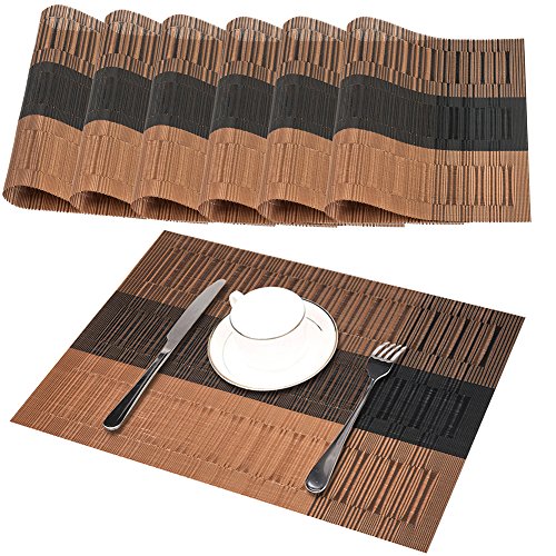 GODTEN Tischsets Abwaschbar , 6er-Set Platzsets Abgrifffeste Hitzebeständig, Rutschfeste und Leicht zu Reinigen PVC Platzdeckchen, Platz Matten für küche Speisetisch, 30x45cm (6er, A1)