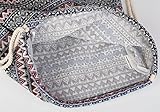 styleBREAKER Turnbeutel Rucksack im Boho Style mit Ethno Rauten Muster, Sportbeutel, Unisex 02012090, Farbe:Schwarz-Grau-Weiß - 