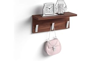 MOBILI FIVER, Perchero de pared Rachele, 40 cm, color Nogal, perchero de diseño Baño, Habitación, Entrada, Made In Italy