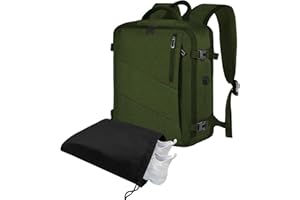 Leyrica Sac à Dos Cabine 45x36x20 cm pour EasyJet – Bagage à Main Avion, Sac de Voyage Imperméable, Valise Cabine, Sac à Dos de Sport, d’École et de Travail (Vert)