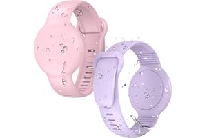 Aimtel 2 pezzi Bambini Braccialetti Impermeabili Compatibili con Apple Air Tag,Protettiva GPS Anti-Perso,Cinturino in Silicone Regolabile Morbido per Airtag per Bambini/Adolescenti Anziani