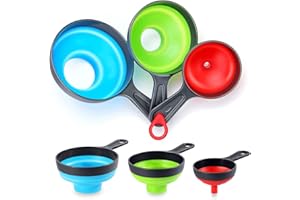 ZARADU 3 pièces Entonnoir Pliables De Cuisine Silicone - Entonnoirs Pliables En Silicone - Entonnoir En Silicone,Convient Aux Bocaux Des Restaurants De Cuisine, Aux Liquides, Aux Confitures, Etc