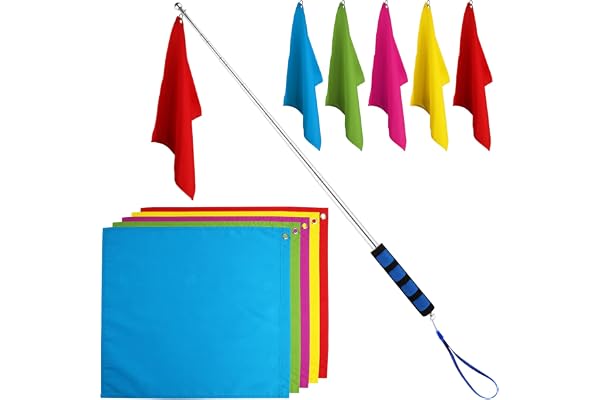 SAVITA Lot de 5 drapeaux d'entraînement pour chevaux avec mâts télescopiques de 1,6 m (cinq couleurs)