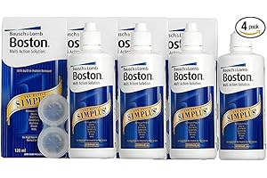 Boston Simplus Multi-Action Solution, 4X 120ml Contact Lens Solution for Rigid Gas Permeable Contact Lenses - Clean, Disinfect & Condition with 4X Lens Cases
