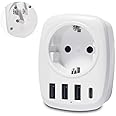 Unidapt UK UK UK to US Travel Adapter with 3 USB Ports +1 Type-C Port for US, Canada, Mexico, Charge 5 Devices Simultaneously