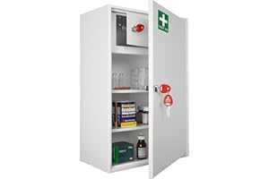 Safe Industrial Medical Cabinet - Medication Cabinet Key Lock Safe with Shelves, Medication Cabinet Wall Mounted - 20.5D x 38W x 55H centimetres (Large)