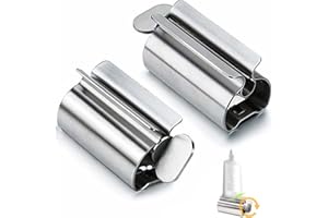 ‎MELLYSTORE Edelstahl Tubenquetscher 2pcs Zahnpasta Squeezer Drehen Zahnpastaspender Tubenpresse Tubenausdrücker Rolling Toothpaste Squeezer Zahnpasta Sitzhalter Ständer für Zahnpasta Kosmetik Badezimmer