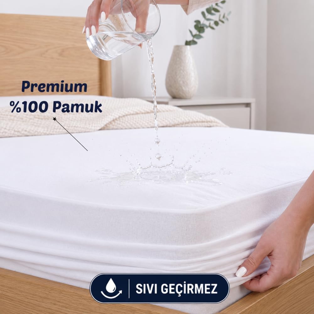 Formeya%100 Pamuk Fitted Su Sıvı Geçirmez Yatak Koruyucu Alez Çarşaf (90 x 190)