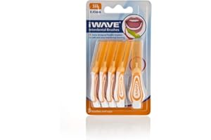 iWave Interdental Brushes Fine Size 0.45 mm Orange Pack of 5 – Interdental Cleaning Brushes for Total Teeth Cleaning Plaque Removal Tool