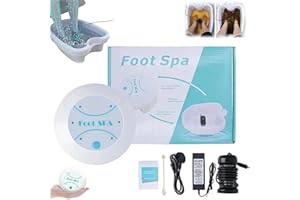 KOUAMOR Ionic Fußbad, Ionic Detox Fußbad, Elektrolyse Fußbads Komplett Set, Tragbare Fußspas Reinigungsmaschine (Weiß + Ohne Becken)