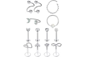 Rajnard Piercing Helix Tragus Cartilago Tragus 16G Acero Inoxidable Diamante CZ Joyas Mujeres Piercing Pendientes para Mujer Hombre Joyas para el Cuerpo