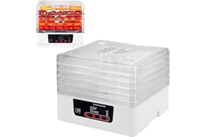 TEFOLA Essiccatore Elettrico, 350W Essiccatore Alimentare Multiuso, Disidratatore con Display a LED, Temperatura Regolabile 35-70°C, Timer di 48 ore, 5 contenitori trasparenti Impilabili e Removibili