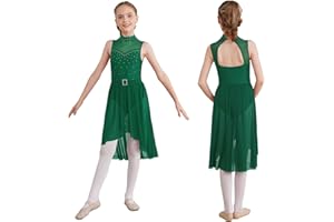Doomiva Lyrical Dance Dress for Girls Latin Jazz Gymnastics Leotard 6-16 Years Ballet Dance Dress Performance Costume