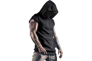 AmyGline Herren Sommer Hoodie Weste Muskelshirt Bodybuilding Ärmelloses T-Shirt Männer Gyms Muscle Shirts Tops Trainingsweste Schnell trocknend
