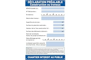 AUA SIGNALETIQUE - Panneau Déclaration Travaux Chantier– Akilux 5 mm – 80 x 120 cm – Avec Marqueur + Panneau “Chantier interdit au public” (Déclaration Préalable Travaux)