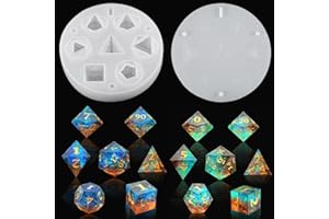 HyzaPhix Stampi Silicone Dadi D&D, Stampo Dadi Poliedrici per Giochi di società, Stampini Resina Epossidica Dadi Poliedrici, Dice Resin Molds per DND Rpg MTG Dungeon And Dragons Gioco (Dadi D&D)