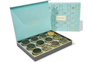 VAHDAM, Bloom - Assorted Tea Gift Set (12 Loose Leaf Tea) Tin Caddy Presentation Box | Gluten Free, Non GMO | Tea Gift Set for Women & Men