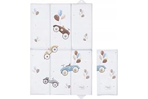 BABY COMFORT Portable Foldable Baby Travel Changing Mat | Soft, Waterproof, Compact Diaper/Nappy Changer | 40x60 cm (Retro Cars)