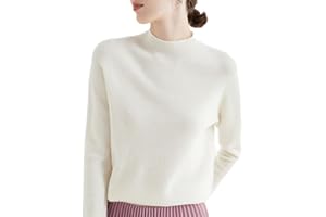 JYYYOU Pulls en Cachemire pour Femmes, Pulls en Cachemire à Manches Longues Et Col Ras du Cou, Pulls Décontractés à Manches Longues, Pulls Amples à Col Ras du Cou en Tricot Uni