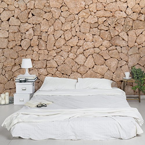 Apalis Vliestapete – Apulia Stone Wall – Alte Steinmauer aus großen Steinen – Sandsteintapete – Fototapete Breit | Vlies Tapete Wandtapete Wandbild Foto 3D Fototapete für Schlafzimmer Wohnzimmer Küche | Größe HxB:320x480cm - 2