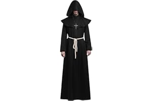 KONVINIT Kostium męskiego mnicha, średniowieczna szata z kapturem, kostium na Halloween, idealny na imprezę tematyczną, Halloween, karnawał i karnawał