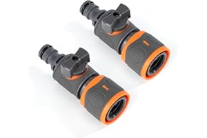 MOONSING Conectores de Manguera de Jardín, 2 Piezas Válvula Reguladora, Manguera de Agua de Acoplamiento Rápido Adaptador de Grifo Juego Riego por Goteo para Jardin Exterior, Agricultura