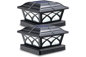 Siedinlar Lampe Solaire Exterieur Lumières Solaires de Chapeau de Poteau 2 Modes Lampe LED Etanche pour Jardin Terrasse Clôture 4x4 5x5 6x6 inch Poteau en bois Lot de 2