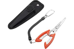 HRILKAOD Pince de Pêche, Pince Peche Accessoire Peche Outil à Enlever des Crochets en Acier Inoxydable avec Sac de Rangement Anti-Perte pour Enlver Les Hameçons Couper Tissage et Anneau Fendu