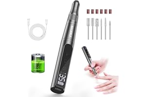 Fresa ELettrica,NAILGIRLS 6 in 1 Fresa Unghie Gel Manicure e Pedicure Elettrico,35000RPM Velocità Regolabile,Intelligente Led,Portatile Ricaricabile Lima Elettrica Unghie (Portatile Fresa ELettrica)