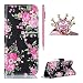 Produktbild Huawei P9 Hülle Schwarz ,SKYXD Bunte Blumen Muster PU Leder Folio Klappbar Schutzhülle [Magnetverschluss / Brieftasche Kartenfach / Standfunktion] Klapphülle mit [Kaiserkrone Handyanhänger + Eingabestift] 3 in 1 Zubehör Handy Tasche Etui für Huawei P9 Case Bookstyle Flip Leather Cover With [Free Stylus and Dust Plug]