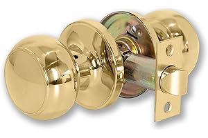 XFORT Bello Passage Knob Set Polished Brass, Door Knob for Internal Wooden Doors, Complete Set with Tubular Latch