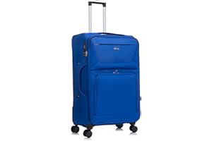 Aerostar Large 29” Lightweight Softshell Expandable Suitcase, Integrated Combination Lock, 4 Wheels Check in Luggage for 23kg (Royal Blue, 112 litres)