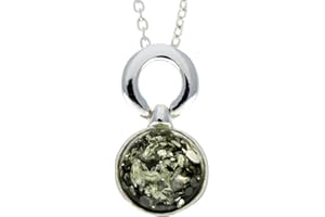 SilverAmber Jewellery UK - 925 Sterling Silver & Genuine Baltic Amber Small Classic Pendant - GL388