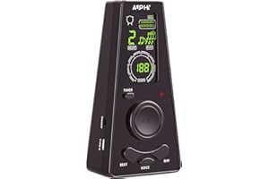 AUPHY Digital Metronome with Volume Control, Color Display, English Voice Beat and Rotary Tempo Knob for Piano Guitar Drum Violin Ukulele Bass, etc.Delivers Precise Beat with Ultra-Portability,Black