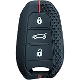 AutoHan Keys Peugeot Citroen Anahtar Kılıfı, Petek Desenli, Siyah, 3 D&uuml;ğmeli, 208 308 508 2008 3008 5008 Rifter Modelleri i&ccedil;i