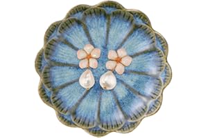 NIDEEN Ceramic Trinket Dish Ring Dish for Jewellery, Trinket Tray Jewelry Plate Dish for Rings, Earrings, Necklace, Gifts for Women Birthday Wedding Engagement Gift, Blue