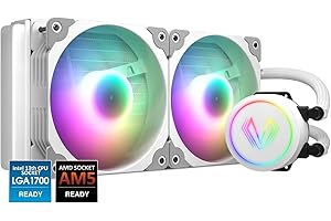 Vetroo V240 White Liquid CPU Cooler 240mm Addressable RGB & PWM Pump & Fans 250W TDP AIO Water Cooler w/Controller Hub for Intel LGA 1700/1200/115X AMD AM5/AM4 for Gaming Console