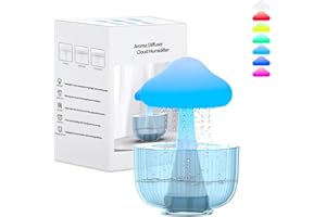 GAWENTINY Cloud Rain Humidifier Water Drip, Cloud Rain Aromatherapy Essential Oil Diffuser, Waterfall Lamp Mushroom Humidifier, Rain Sounds White Noise Humidifier Air Humidifiers for Bedroom Desk (JH12Y)