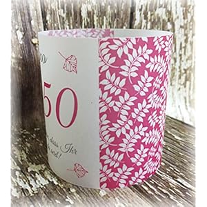 4er Set Tischlicht Tischlichter Blätter runder Geburtstag 40 50 60 70 80 90 Tischdeko personalisierbar pink fuchsia